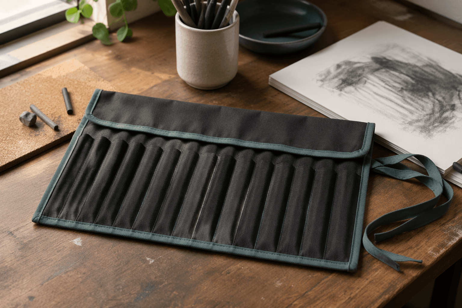 Canvas Pencil Roll in a studio scene