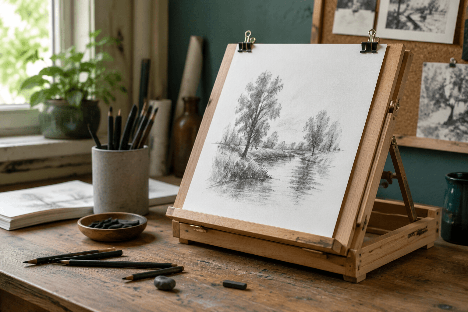 Desk Easel Small in a studio scene